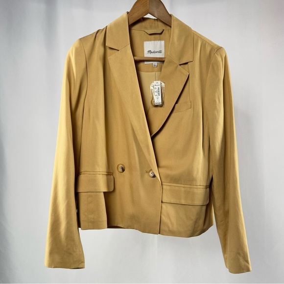 NWT Madewell Notched Lapel Tailored Blazer‎ in Yellow Size Small - Picture 1 of 4